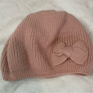 Zara Girls Cozy Pink Knit Beanie with Bow One Size